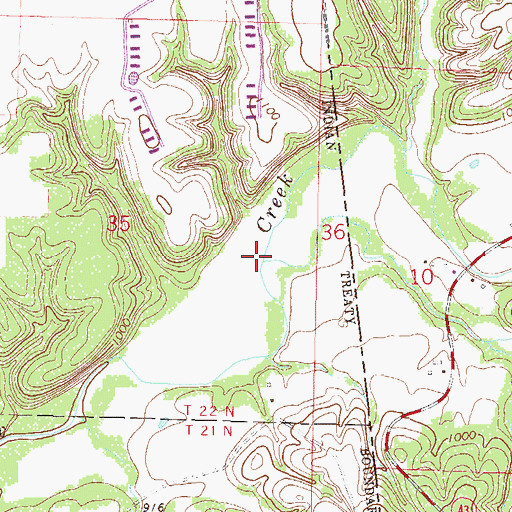 Topographic Map of Coon Creek, AR