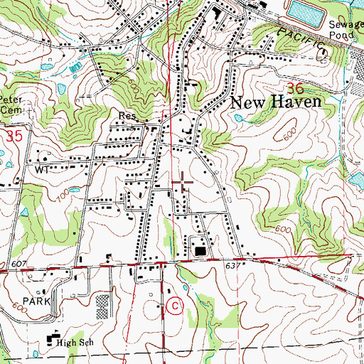 Topographic Map of Township of New Haven, MO