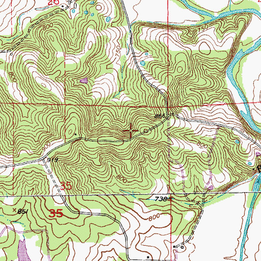 Topographic Map of Township of Brush Creek, MO