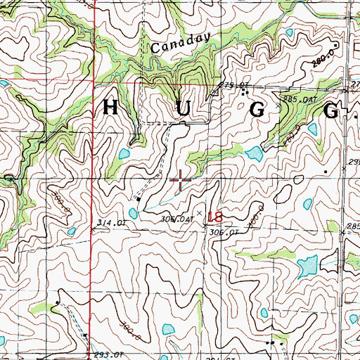 Topographic Map of Township of Huggins, MO