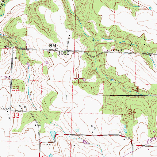 Topographic Map of Township of Cass, MO