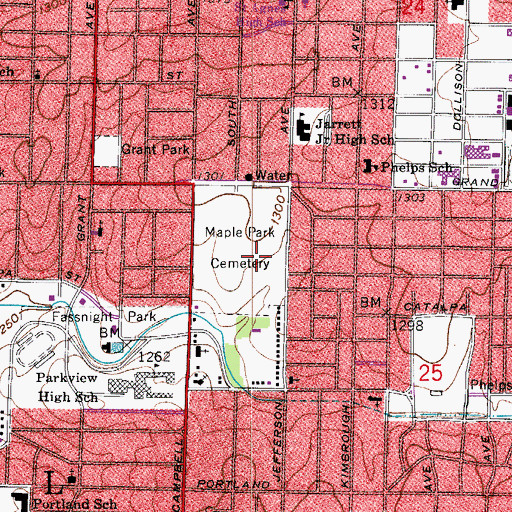 Topographic Map of Township of Springfield, MO