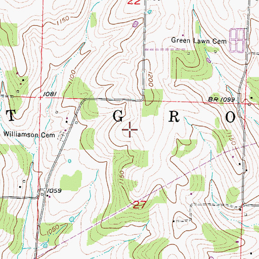 Topographic Map of Township of Walnut Grove, MO
