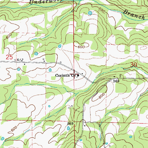 Topographic Map of Corinth United Methodist Church, AR