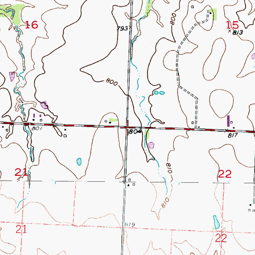 Topographic Map of Township of Bear Creek, MO