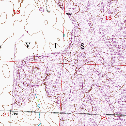 Topographic Map of Township of Davis, MO