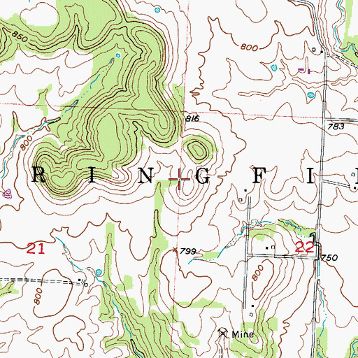 Topographic Map of Township of Springfield, MO