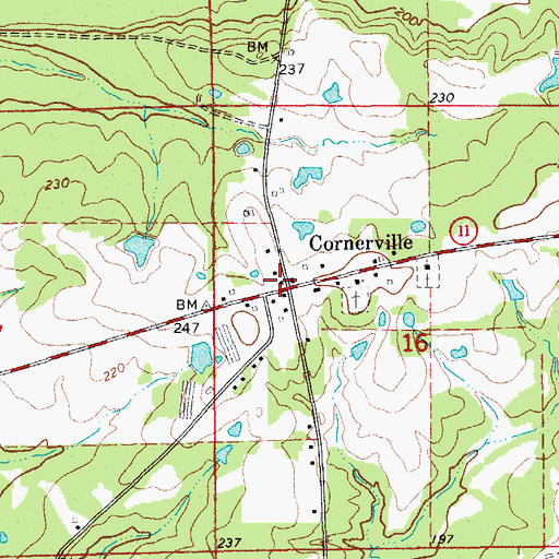 Topographic Map of Cornerville, AR