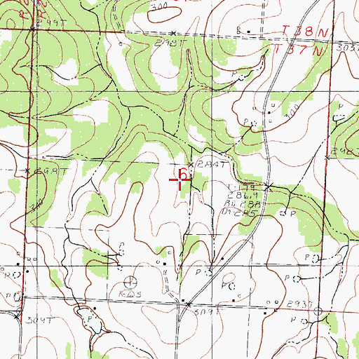 Topographic Map of Township of Wheatland, MO