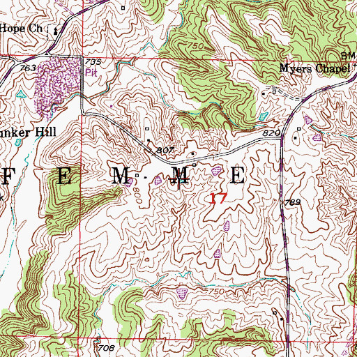 Topographic Map of Township of Bonne Femme, MO