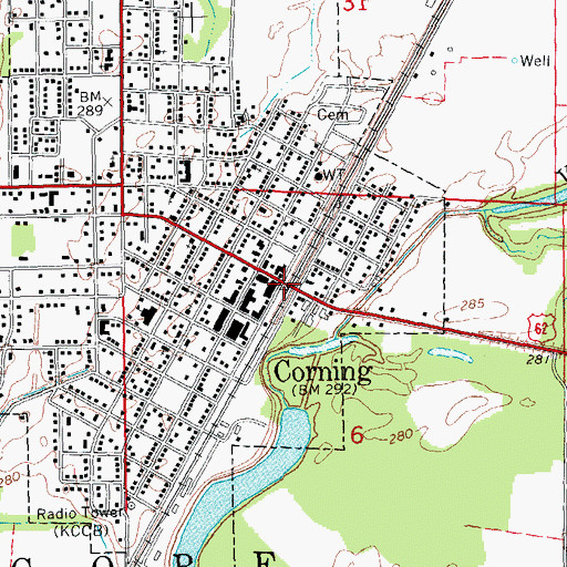 Topographic Map of Corning, AR