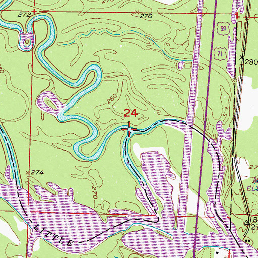 Topographic Map of Cossatot River, AR