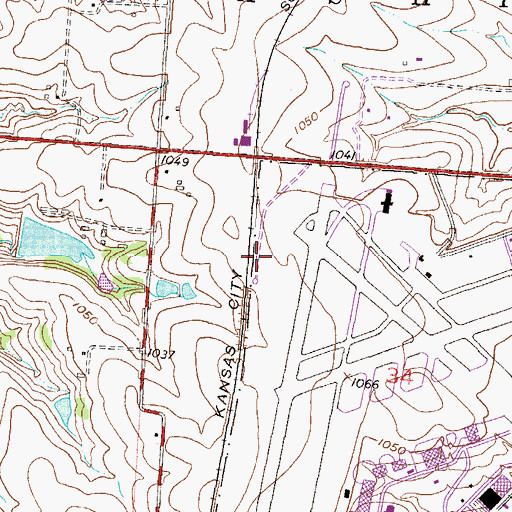 Topographic Map of Township of Kaw, MO