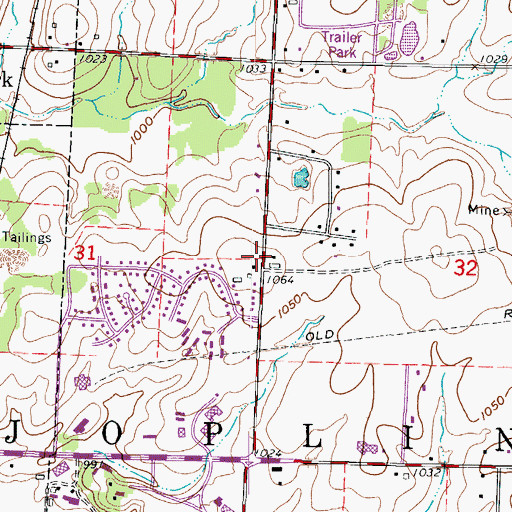 Topographic Map of Township of Joplin, MO