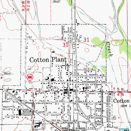 Topographic Map of Cotton Plant, AR