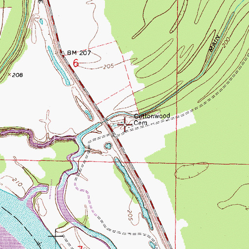 Topographic Map of Cottonwood Cemetery, AR