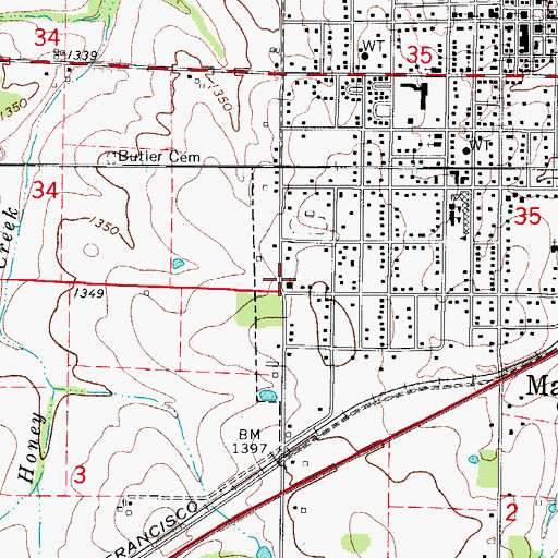 Topographic Map of Township of Buck Prairie, MO