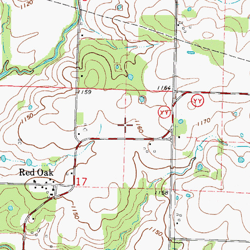 Topographic Map of Township of Red Oak, MO