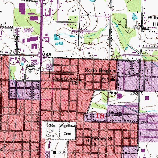 Topographic Map of County Avenue Baptist Church, AR