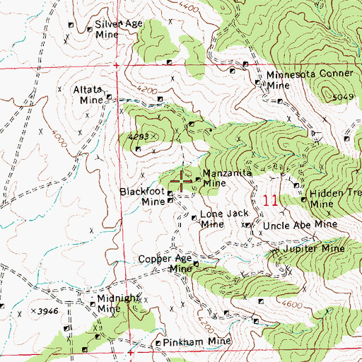 Topographic Map of Manzanita Mine, AZ