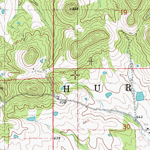 Topographic Map of Township of Hurricane, MO