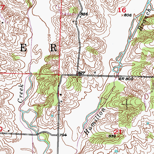 Topographic Map of Township of Baker, MO