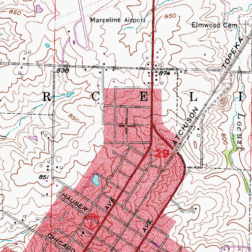 Topographic Map of Township of Marceline, MO