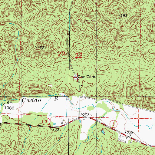 Topographic Map of Cox Cemetery, AR