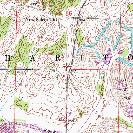 Topographic Map of Township of Chariton, MO