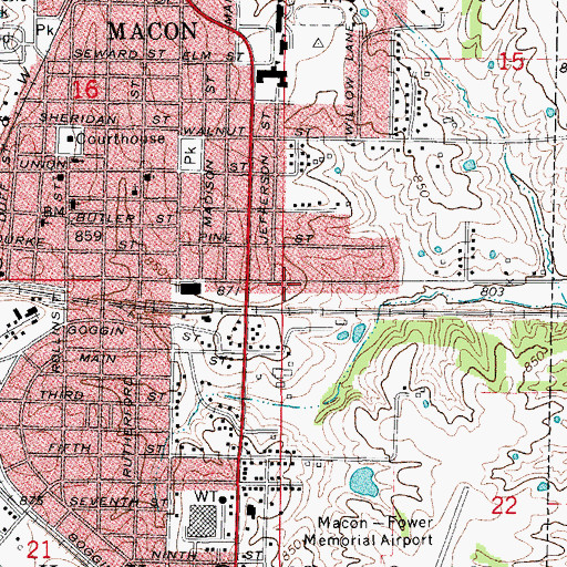 Topographic Map of Township of Hudson, MO