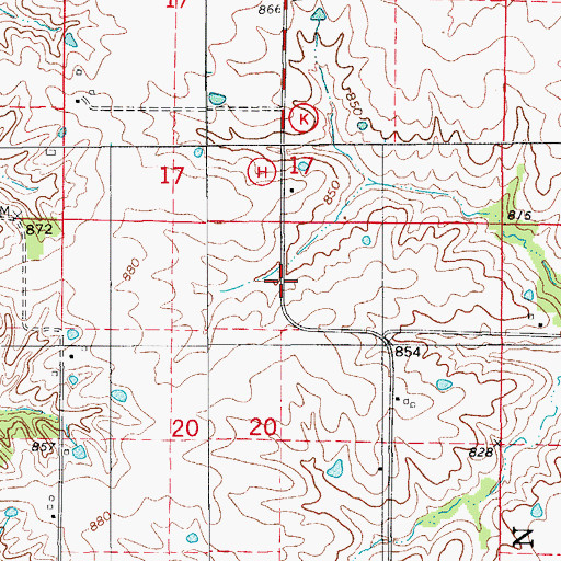 Topographic Map of Township of Johnston, MO