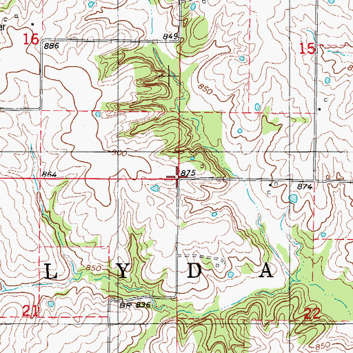 Topographic Map of Township of Lyda, MO