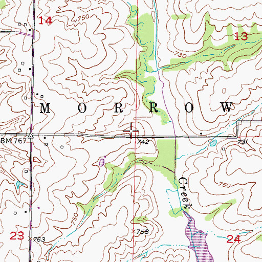 Topographic Map of Township of Morrow, MO