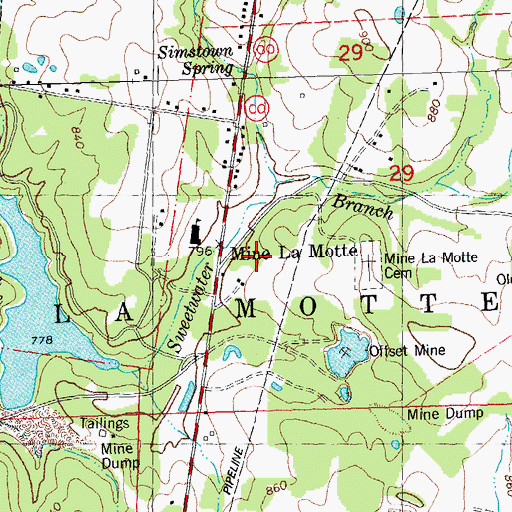 Topographic Map of Township of Mine La Motte, MO