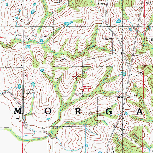 Topographic Map of Township of Morgan, MO
