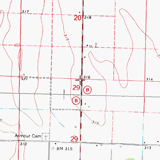 Topographic Map of Township of Long Prairie, MO
