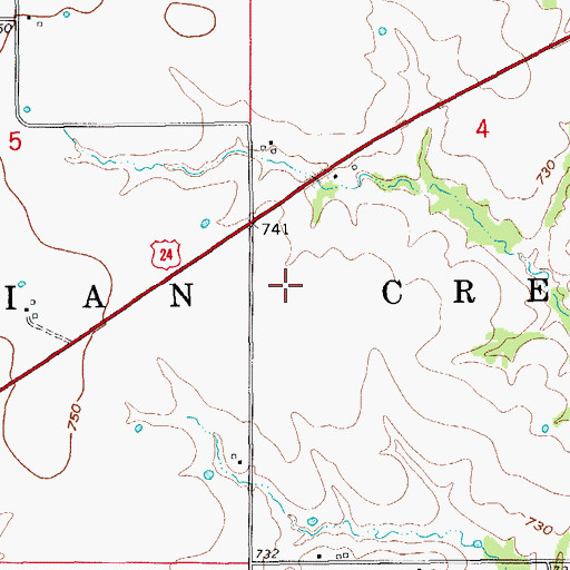 Topographic Map of Township of Indian Creek, MO