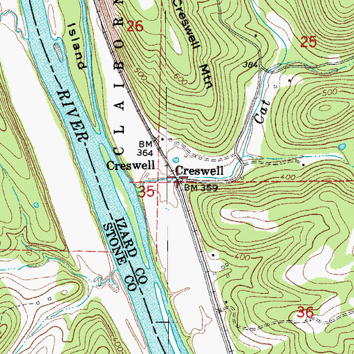 Topographic Map of Creswell, AR