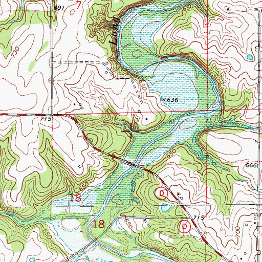Topographic Map of Township of South Fork, MO