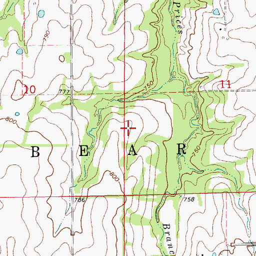 Topographic Map of Township of Bear Creek, MO