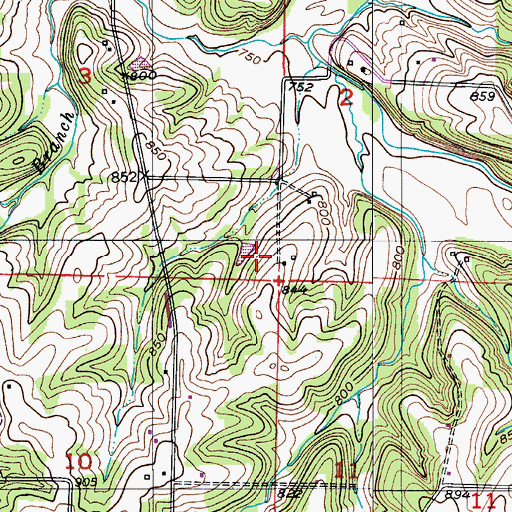 Topographic Map of Township of Mill Creek, MO