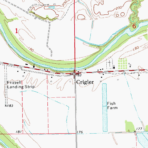 Topographic Map of Crigler, AR