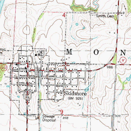 Topographic Map of Township of Monroe, MO