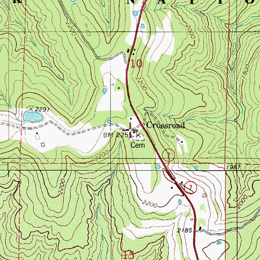 Topographic Map of Cross Road School, AR
