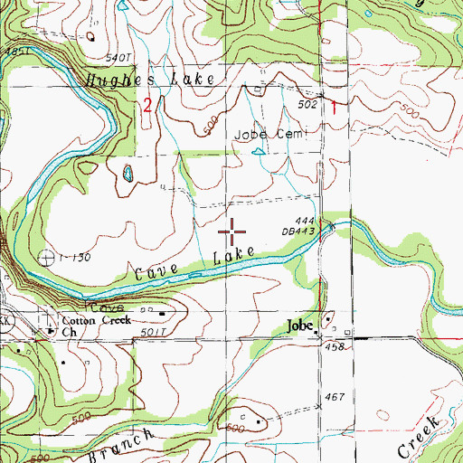 Topographic Map of Township of Jobe, MO