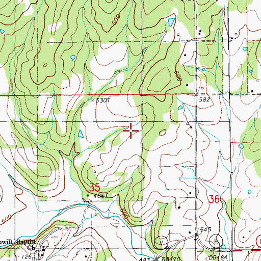 Topographic Map of Township of Myrtle, MO