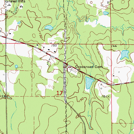 Topographic Map of Crossroad Cemetery, AR