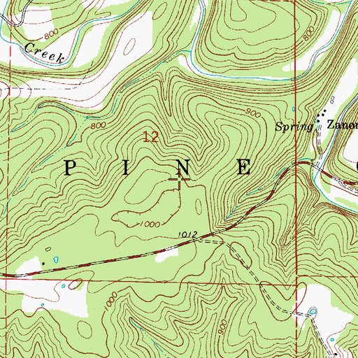 Topographic Map of Township of Pine Creek, MO