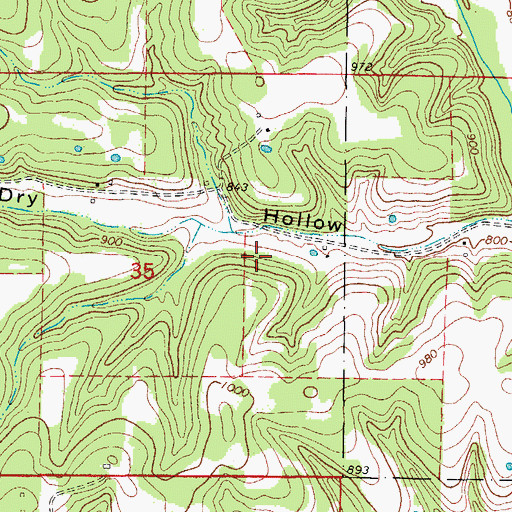 Topographic Map of Township of Thornfield, MO