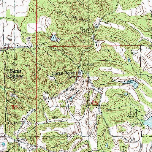 Topographic Map of Cross Roads Cemetery, AR